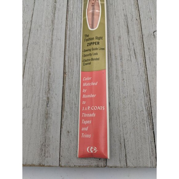 Vintage J&P Coats Neck Opening Metal Zipper 20" Dark Dk Peach 261 - Picture 3 of 4